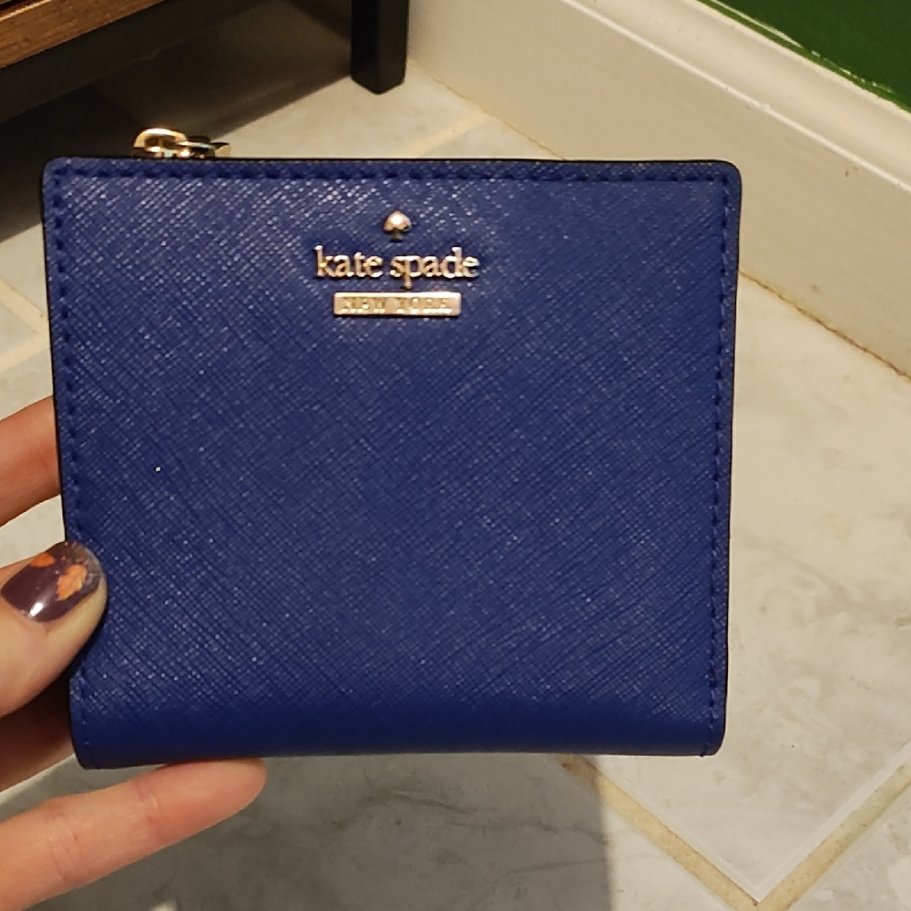 Kate Spade Cobalt Blue Wallet with Gold Accents